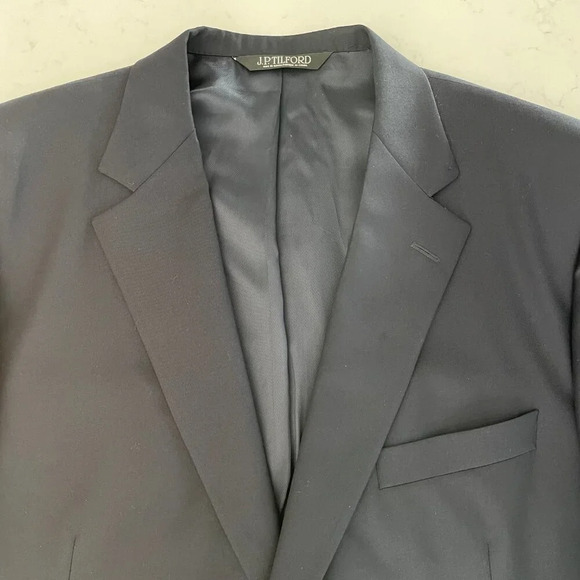 Samuelsohn J.P. Tilford Harry Rosen Todd Lined Wool Blazer Navy w Brass 48 R - Picture 6 of 15